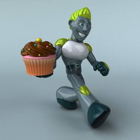 Green Robot - 3D Illustrationの写真素材