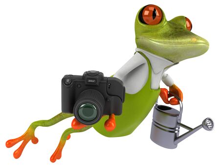 Fun frog gardener - 3D Illustrationの写真素材
