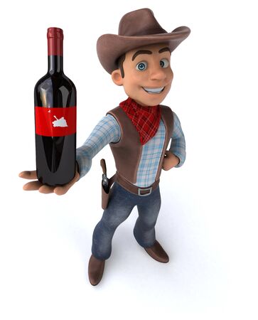 Fun Cowboy - 3D Illustrationの写真素材