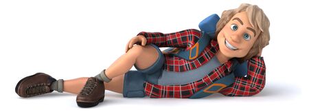 Man solo traveling backpacker - 3D Illustrationの写真素材