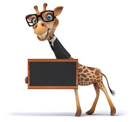 Fun 3D giraffe holding a blackboardの写真素材
