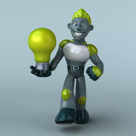 Green Robot - 3D Illustrationの写真素材