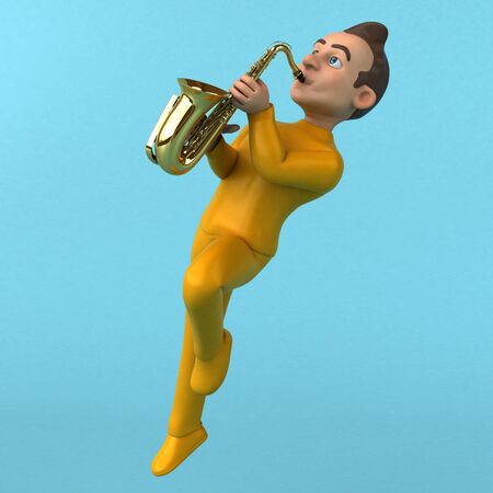 Fun 3D cartoon yellow characterの写真素材