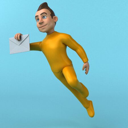Fun 3D cartoon yellow characterの写真素材