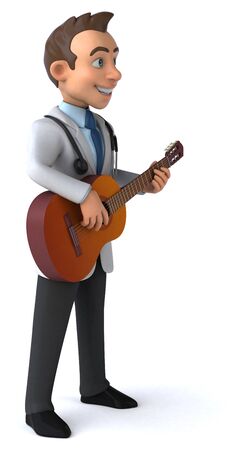 Fun doctor and guitar - 3D Illustrationの写真素材