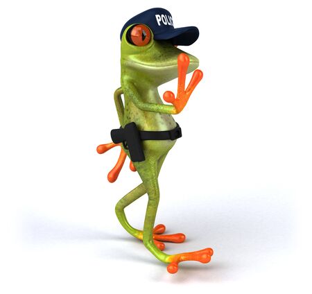 Fun 3D Cartoon frog police officerの写真素材
