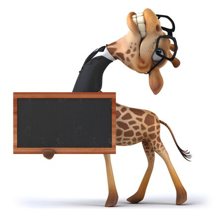 Fun 3D giraffe holding a blackboardの写真素材