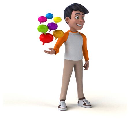 Fun 3D cartoon Asian teenagerの写真素材