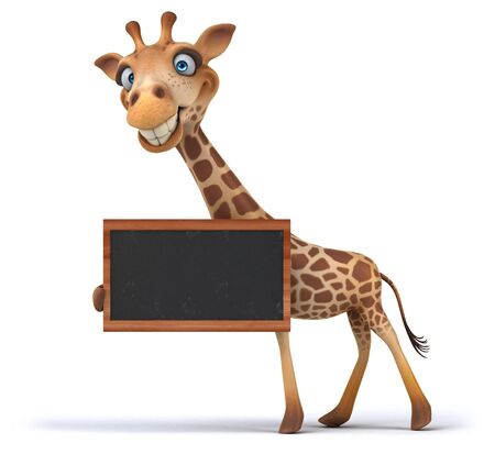 Fun 3D giraffe holding a blackboardの写真素材