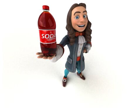 3D Illustration of a cartoon man in historical baroque costumeの写真素材