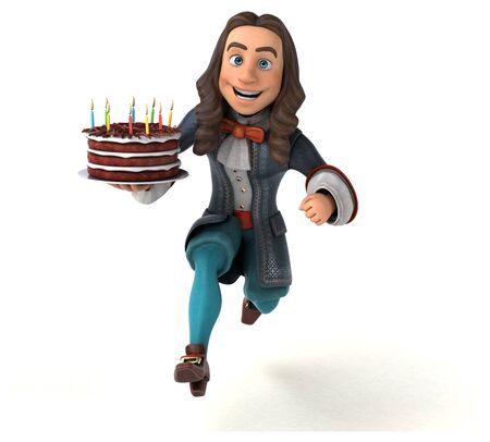 3D Illustration of a cartoon man in historical baroque costumeの写真素材