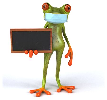 3D Illustration of a frog with a maskの写真素材