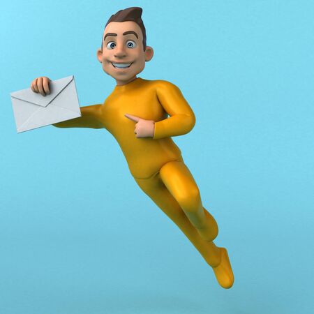 Fun 3D cartoon yellow characterの写真素材