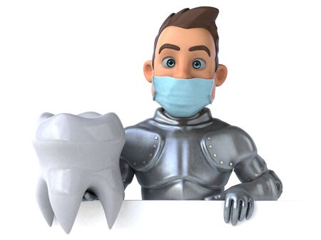 3D illustration of a cartoon character with a maskの写真素材