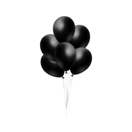 3d shiny bunch of Helium Balloons floating in the air isolated on white backgroundの写真素材