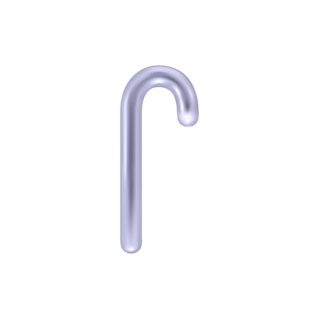 Realistic silver Christmas Candy Cane icon. Glossy metallic design element for New Year and Xmas party. Vector illustration.のイラスト素材