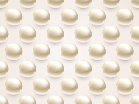 Beautiful Realistic 3D Pearl Valentine's Day background. Modern glossy perla, sphere or circle lens isolated on white. Grid layout decor. Vector illustration EPS 10 file.のイラスト素材