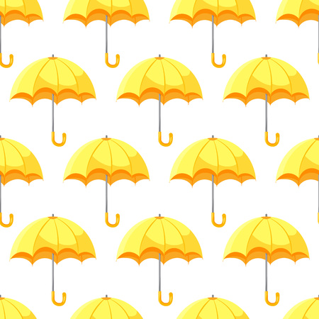 Seamless umbrella pattern. Cute Yellow umbrella flat style isolated on white background. Vector illustration EPS 10 file.のイラスト素材