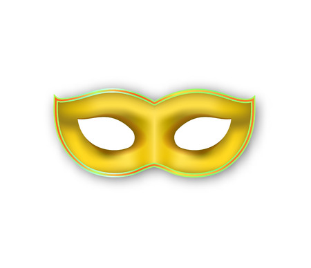Mardi Gras Realistic mask golden color. Venetian painted Carnival Face Mask. Masquerade colorful party decoration isolated on white background. Vector illustration.のイラスト素材