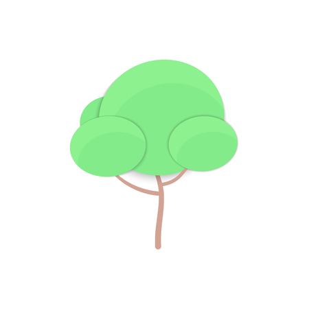 Tree paper trend style. Tree, Hedge and Bush natural element for landscape, card, web, banner, poster. Icon for branding, cover, poster.のイラスト素材