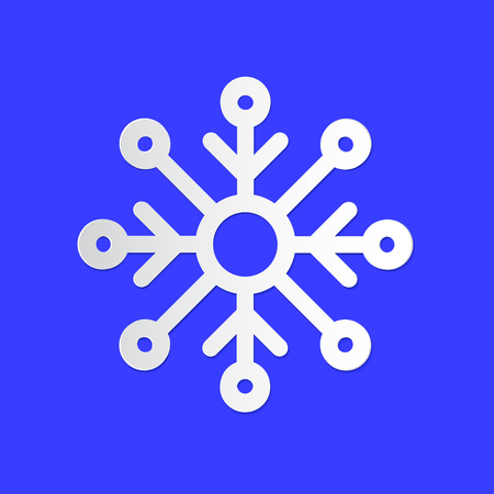 Snowflake winter weather info icon. Snow flake snowy day paper cut style. Climate weather sign. Tag for Metcast report mark, sign kit, meteo app, web, xmas.のイラスト素材