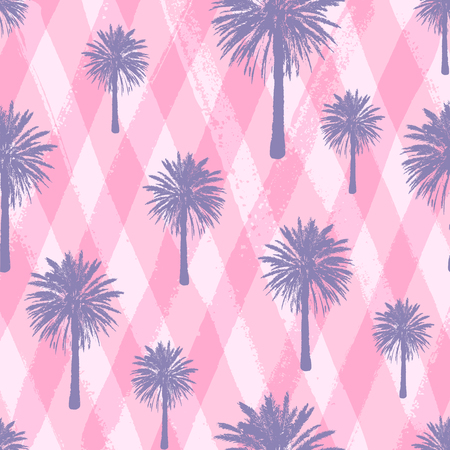 Sketchy Palm tree shevron pattern on ink cover. Exotic trendy design with tropical coconut palm tree. Design element for t-shirt, textile print, web, poster.のイラスト素材