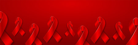 Realistic Red Ribbon Awareness poster to World AIDS Day - 1st December. Bowのイラスト素材