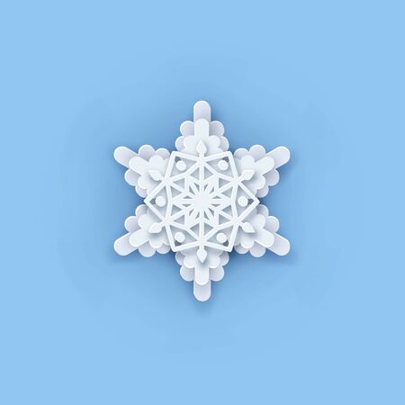Vector layered Paper cut art Snowflake icon. Snow flake Weather ornate symbol. Flat style Christmas, Noel greeting Origami craft snowflakeのイラスト素材
