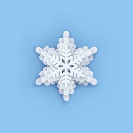 Vector layered Paper cut art Snowflake icon. Snow flake Weather ornate symbol. Flat style Christmas, Noel greeting Origami craft snowflakeのイラスト素材