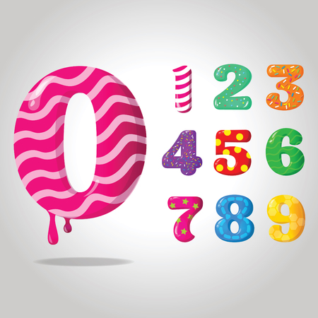Sweet candy birthday digits.のイラスト素材