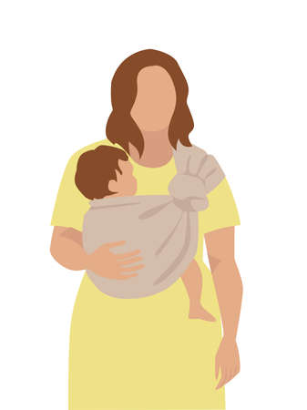 Brown-haired woman in a striped shirtのイラスト素材