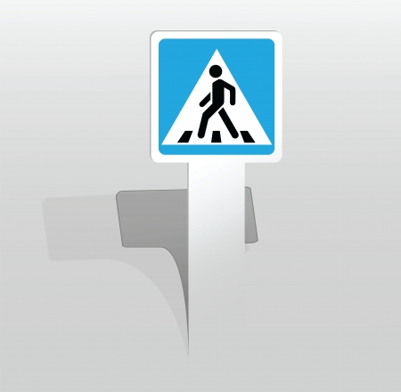 Vector illustration of paper sticker with pedestrian crossing signのイラスト素材