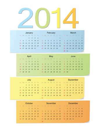 European school 2014 color bright vector calendar のイラスト素材