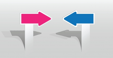  illustration of paper sticker with arrow signのイラスト素材