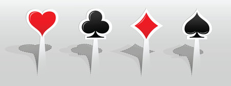  illustration of paper stickers with playing card signs