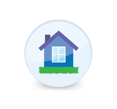 Vector illustration of blue house into glass ballのイラスト素材