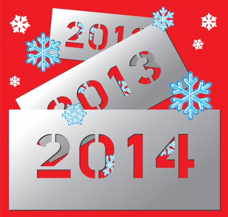 Vector New year metallic plate 2014のイラスト素材