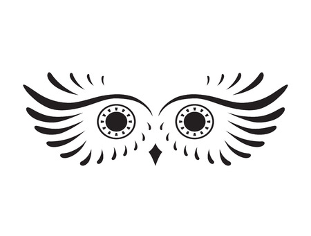 Black abstract silhouette of elemental eagle owlのイラスト素材