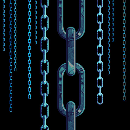 Illustration of background with blue metallic chainの写真素材