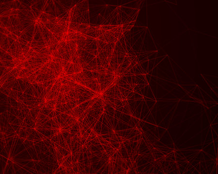 Red abstract digital background with cybernetic particlesの写真素材