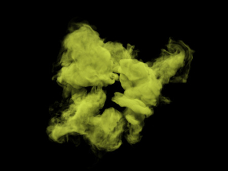 Illustration of yellow smoke on black backgroundの写真素材
