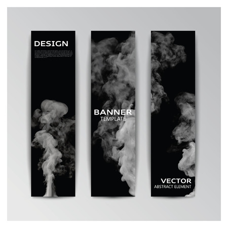 Vector template of banner with abstract grey smoky shapesのイラスト素材