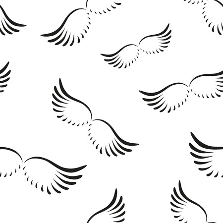Seamless pattern of curved angel wings. EPS 10.のイラスト素材