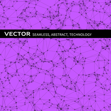 Vector seamless abstract pattern with black particles on violet backgroundのイラスト素材