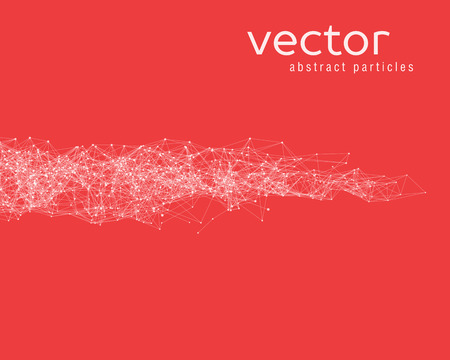 Vector white abstract particles on red backgroundのイラスト素材