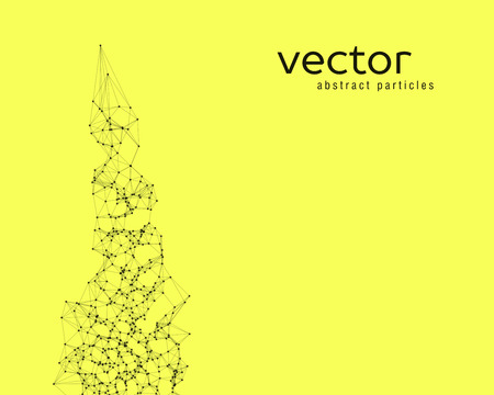 Vector black abstract particles on yellow backgroundのイラスト素材