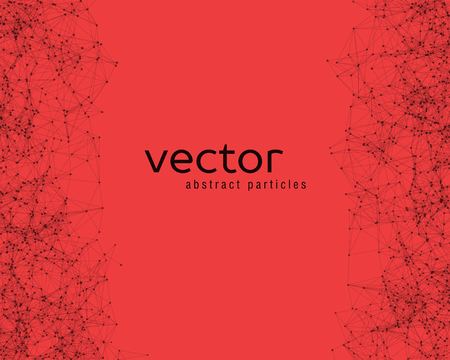 Vector black abstract particles on red backgroundのイラスト素材