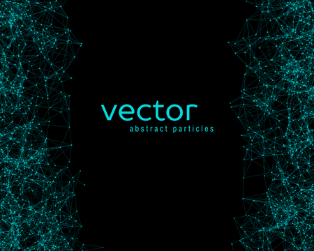 Vector turquoise abstract particles on black backgroundのイラスト素材