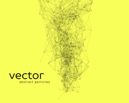 black abstract particles on yellow backgroundのイラスト素材