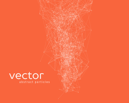 white abstract particles on orange backgroundのイラスト素材